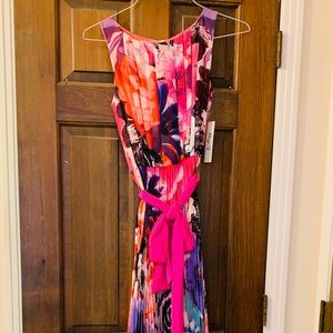 Eliza J Pleated Floral Chiffon maxi dress